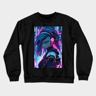 Neon cyberpunk girl Crewneck Sweatshirt